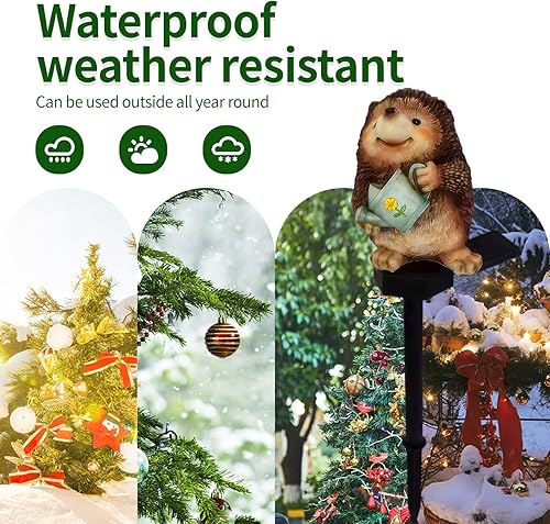 Miniatura 3 de QH & Garden Luz solar para decoración al aire libre, luces LED solares de estaca de erizo, IP55, impermeable, figuras de animales, luz decorativa