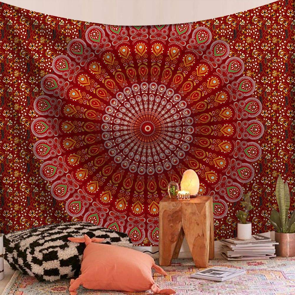 FENDROM Popular Handicrafts Indian hippie Bohemian Psychedelic Peacock Mandala Wall hanging College Dorm Beach Throws Table Cloth Bedding Tapestry — image 1