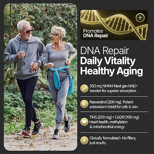 Miniatura 7 de Suplemento NADGENIX NAD+ - NMNH 500 mg, ribósido de nicotinamida, TMG, Resveratrol y CoQ10 - Energía celular y envejecimiento saludable - 60