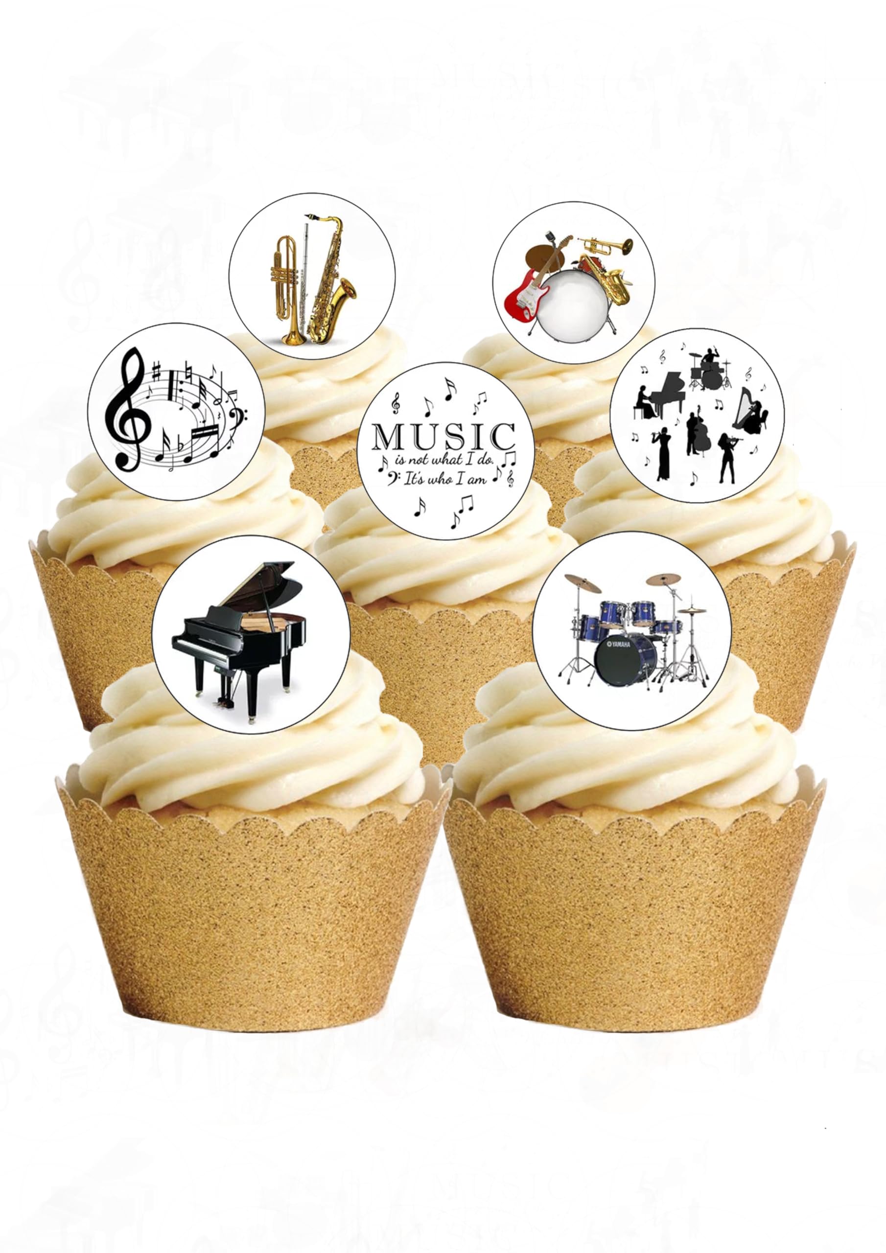 Top That 24 Precut Musical Instruments Music Proms Edible Cupcake Toppers Decorations