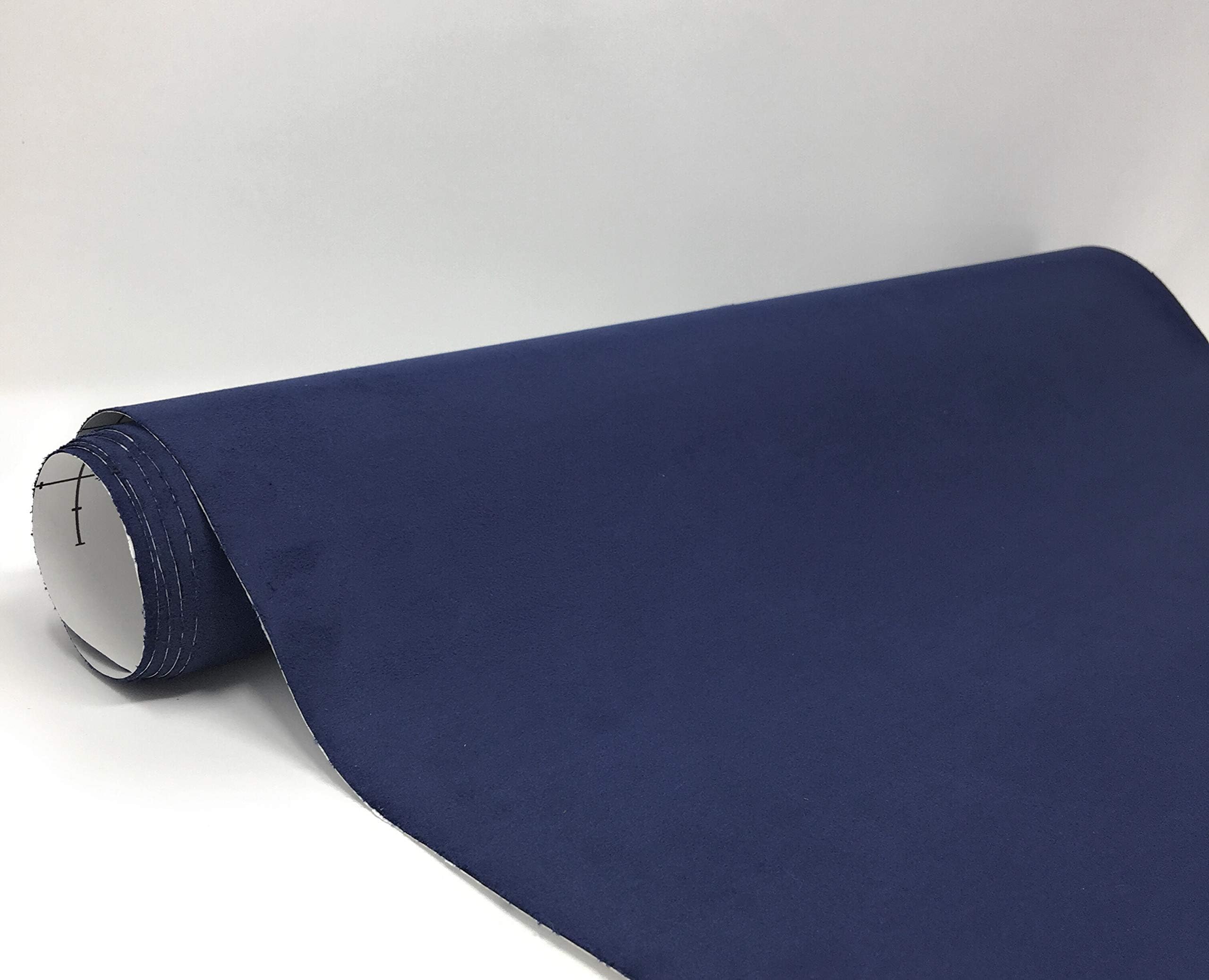 Suede Fabric Wrap - Self Adhesive Film Sticker Silky Decal Sheet for Car Interior Furniture Upholstery DIY Elastic Stretch Peel and Stick (Navy, 17.5 in x 70 inch)