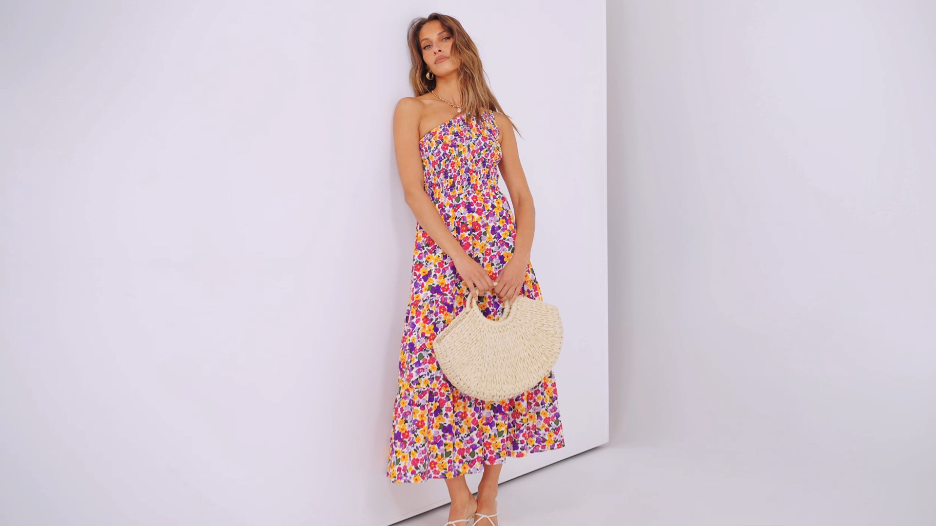 Amazon.com: BTFBM Summer Dresses 2026 Spring One Shoulder Floral Flowy  Sundresses for Women Sleeveless Smocked Boho Beach Maxi Dress(Floral Blue  White, Small) : Health & Household