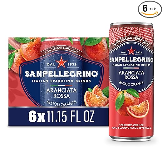 Sanpellegrino Italian Sparkling Drink Aranciata Rossa, Sparkling Orange and Blood Orange Beverage, 11.15 Fl Oz Can