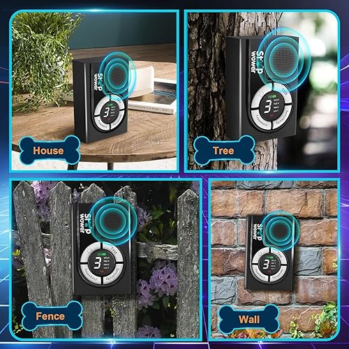 Miniatura 7 de Dispositivo antiladridos, dispositivos de control de ladridos de perros de 50 pies, dispositivo disuasorio de ladridos de perro de 3 niveles para