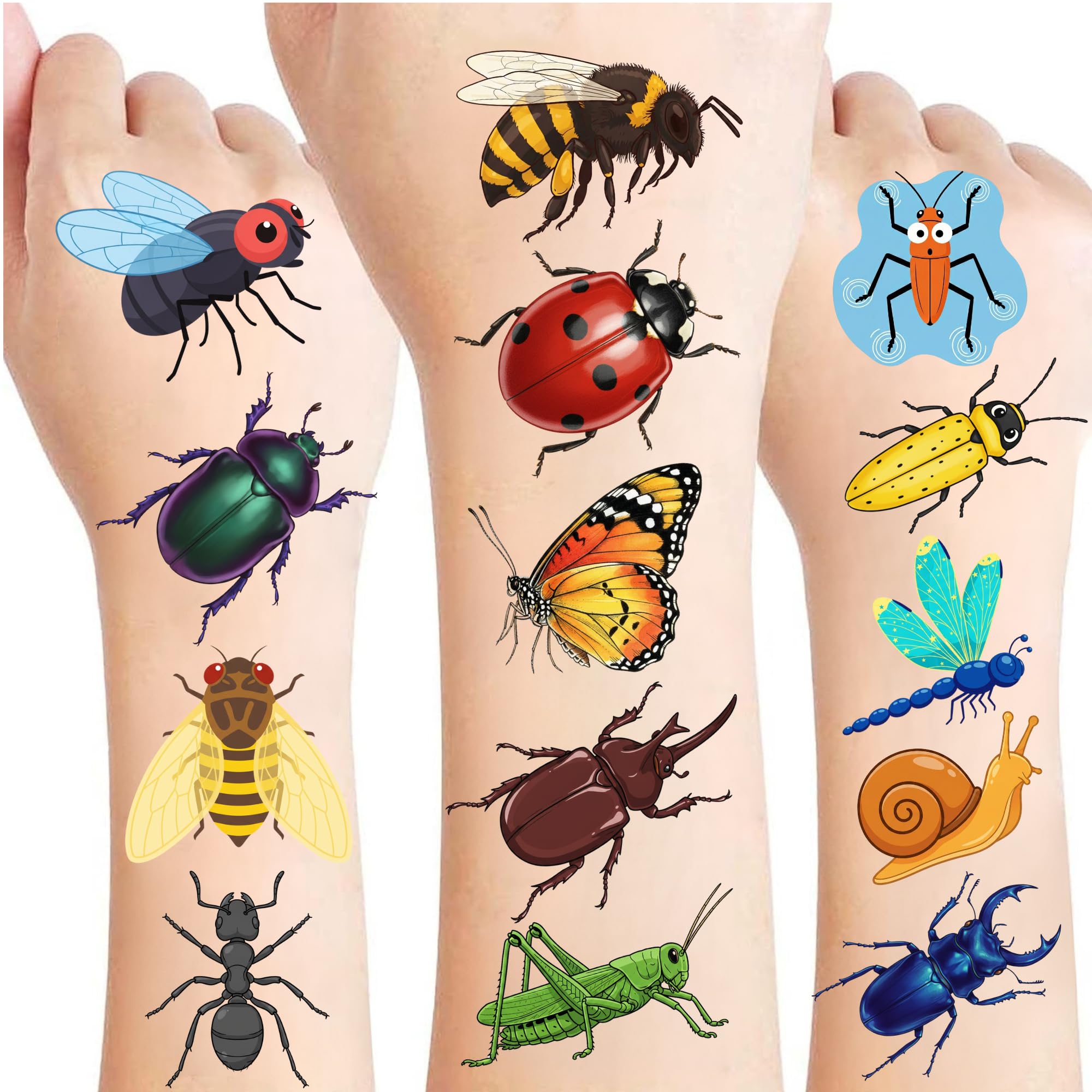 96 PCS Bug Pre-Cut Temporary Tattoos for Kids Birthday Party Favors