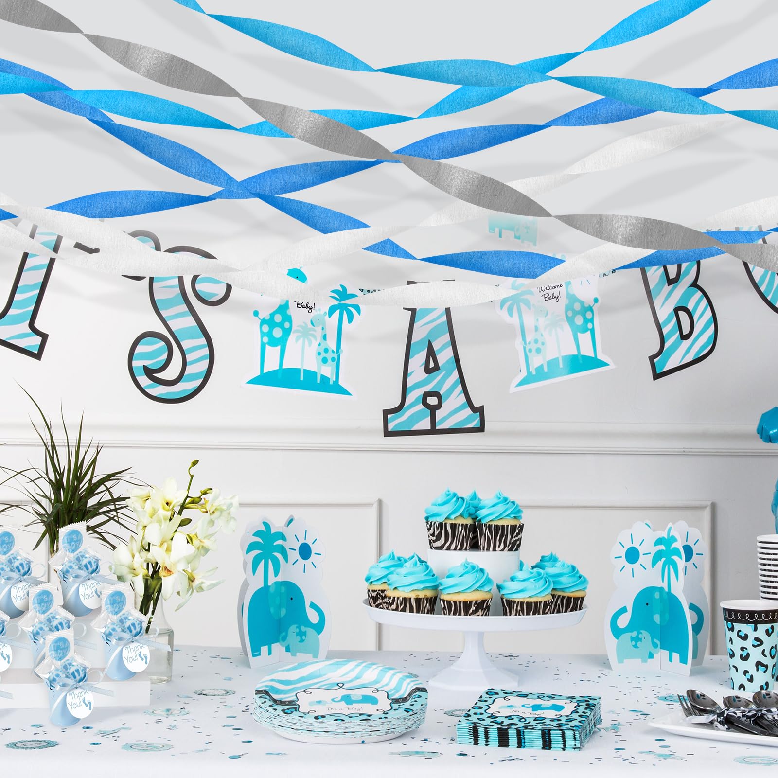Serpentyny z krepy w 6 kolorach, 150 m, dekoracje imprezowe, papierowe serpentyny, 6 rolek na urodziny, wieczór panieński, baby shower, ślub, wieczór panieński, serpentyny, artykuły imprezowe