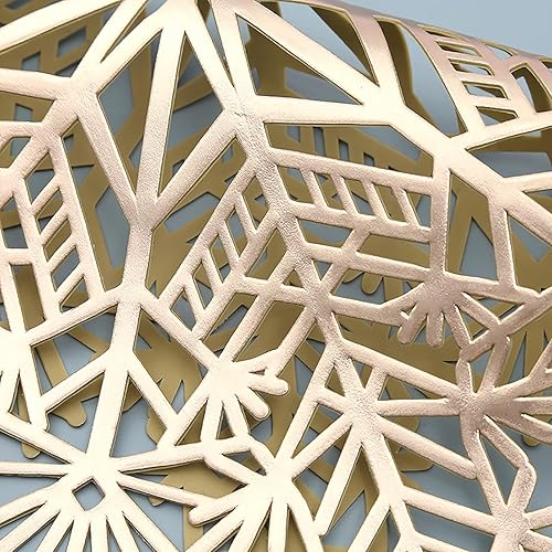 Miniatura 3 de Juego de 12 manteles individuales redondos dorados metálicos, de vinilo, PVC, huecos, copos de nieve, comedor, cocina, decoración para Navidad,