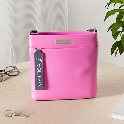 Miniatura 8 de Nautica Diver - Bolso cruzado pequeño de nailon para mujer con correa de hombro ajustable Negro, Bright Red, Hot Pink, Azul, Rosa lila, Lime,