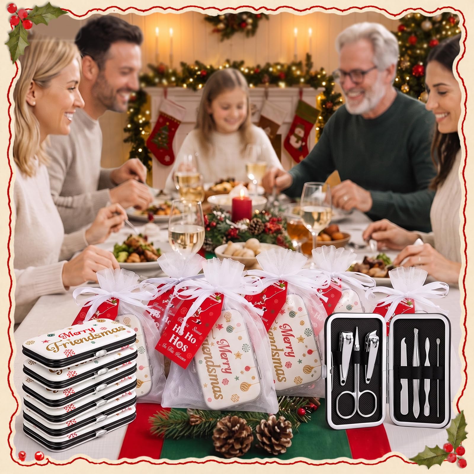 Chumia Juego de 12 kits de manicura de Navidad a granel, recuerdos de