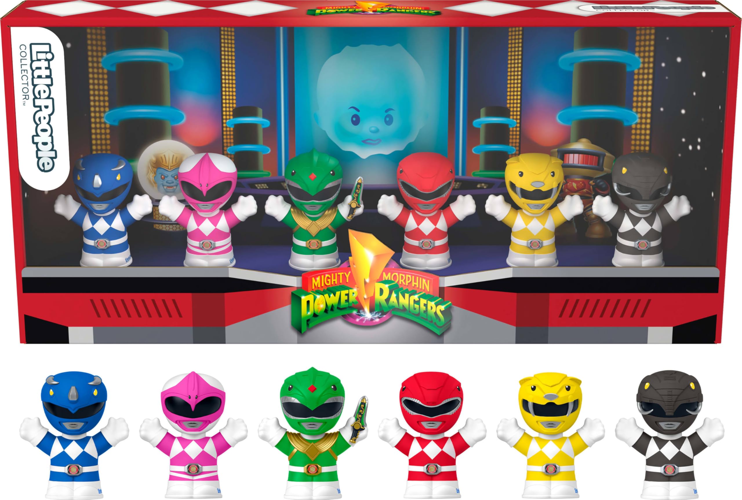 Little People Collector Power Rangers Special Edition Set for Adults & Fans 6 Characters in One Display Pack