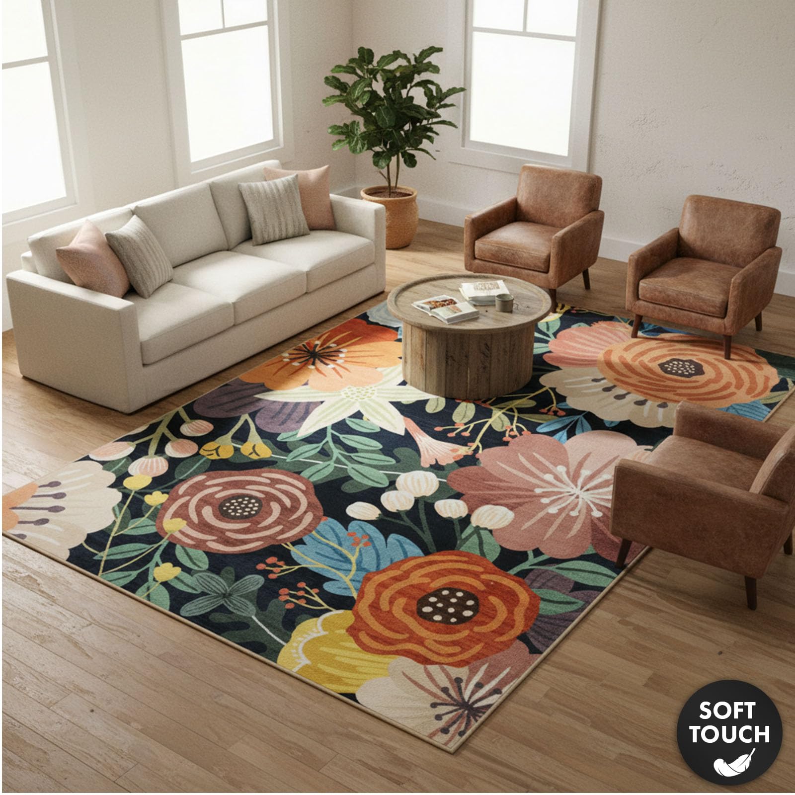 KARAT Tapis à poils courts 160 x 230 cm – Tapis antidérapant lavable, pour salon, chambre d'enfant et couloir, Tropica
