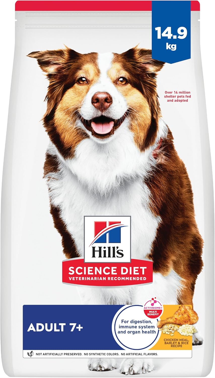 Hill's Science Diet Senior 7+ Chicken Meal, Barley & Rice Recipe Dry Dog Food 14.9 kg Bag