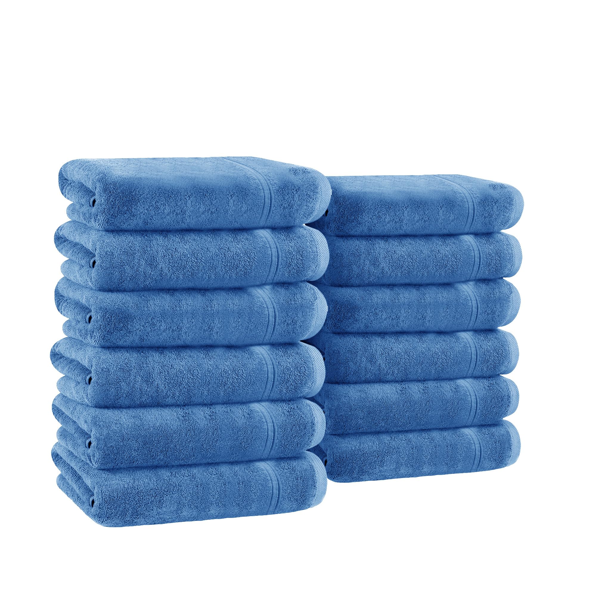 Velosso 12 Pack Hampi Face Cloths Luxuriously Soft, Highly Absorbent 100% Combed Ring Spun Cotton, Oversized Thick Face Cloths 30 x 30 cm, Premium Face Cloths Spa & Hotel (Blue)