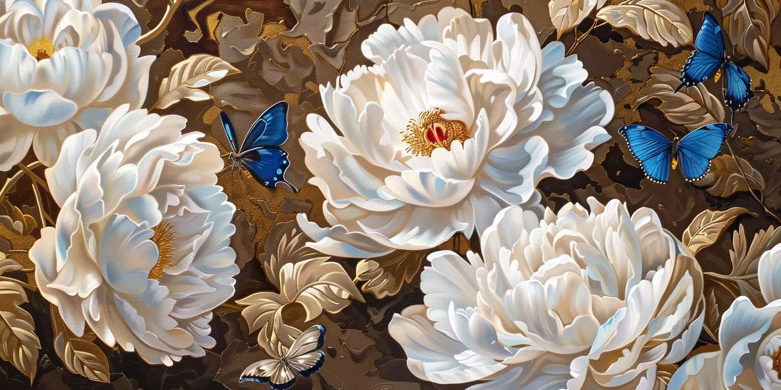 Pintar por Numeros Adultos, Mariposa De Flores Blancas, 70x90cm 7JGWX-11