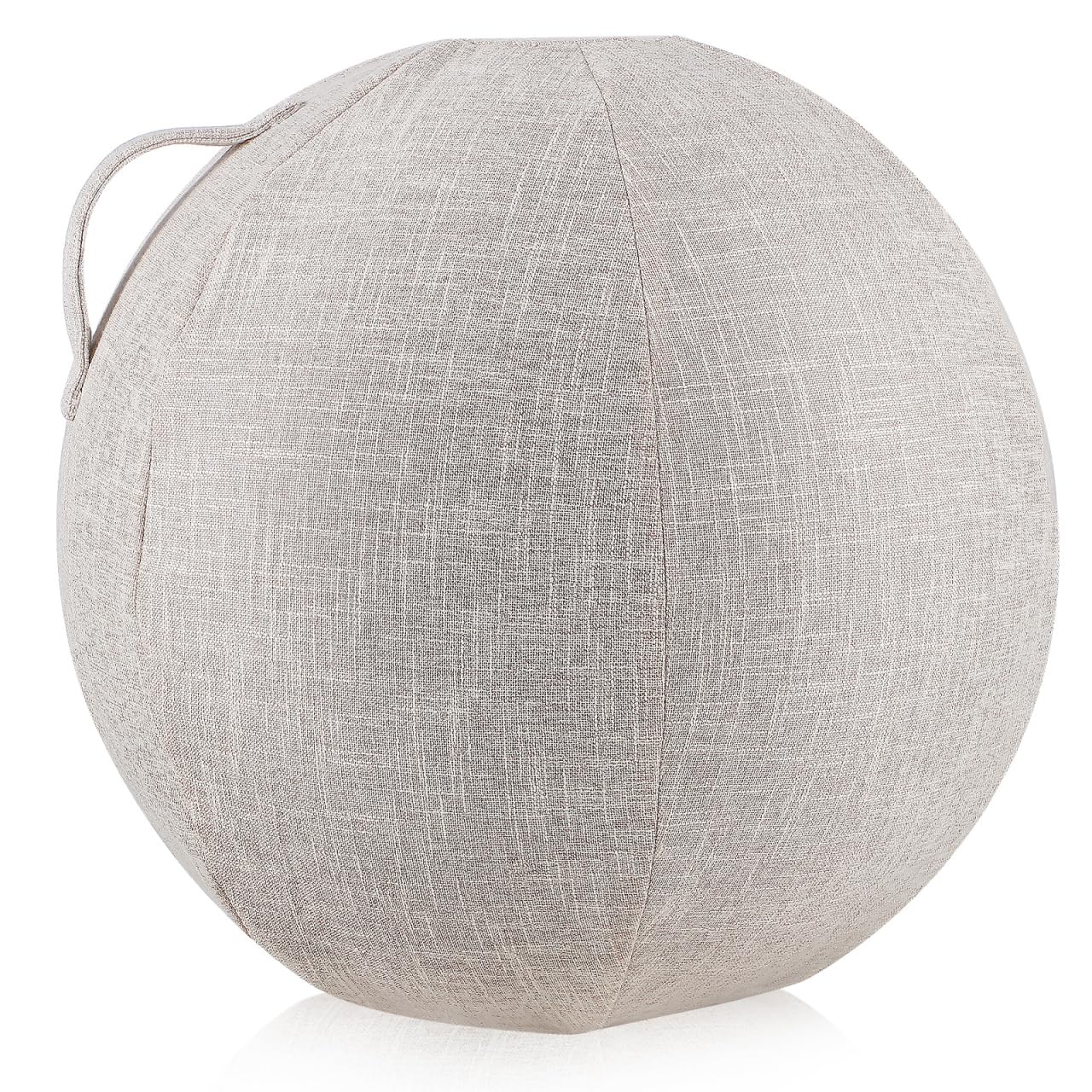 Cabilock Gymnastikball Bezug, Yoga Ball Schutzhülle aus Baumwolle und Leinen, Antistatisch & Atmungsaktiv, Husse für Sitzball zu Hause & Büro, Beige - 55cm