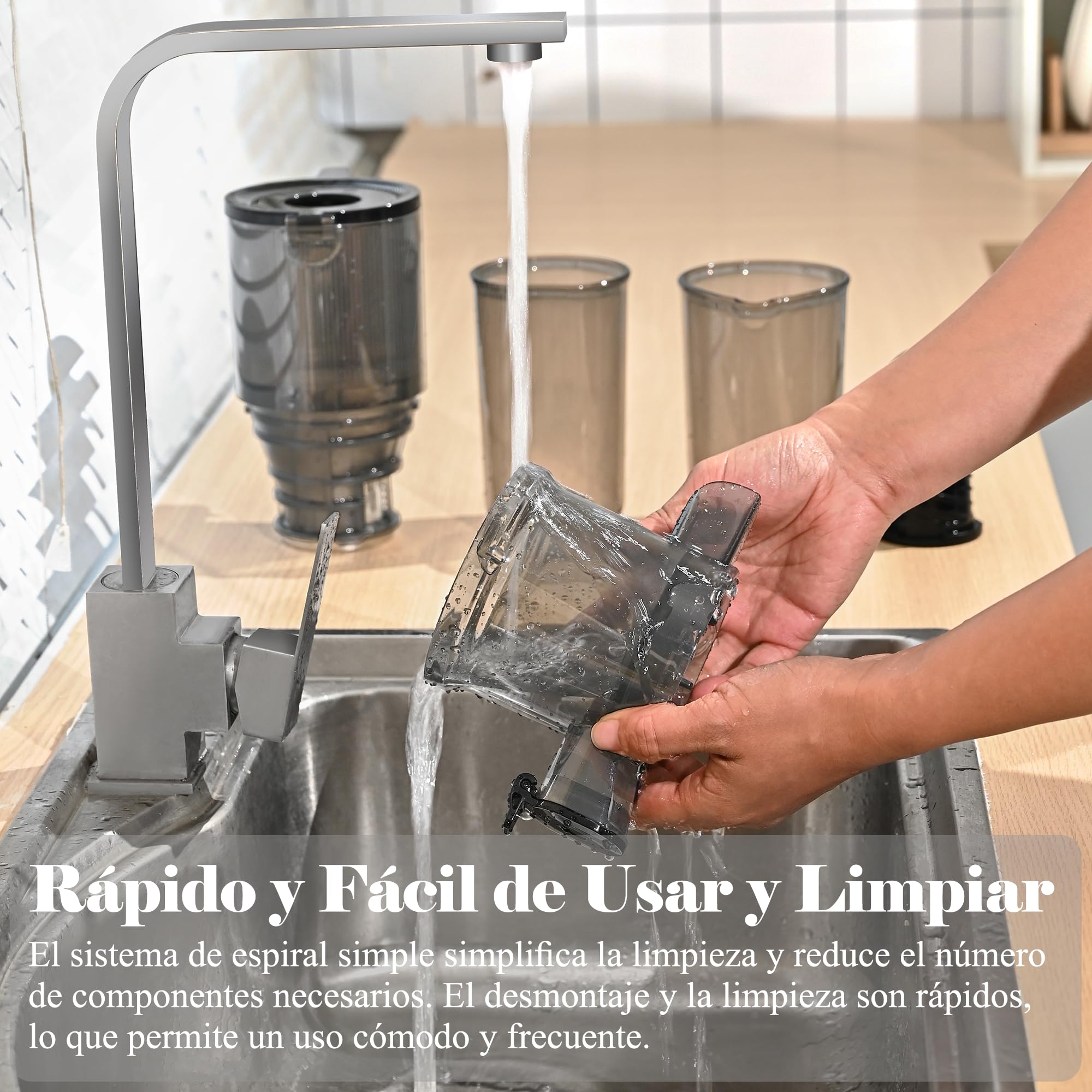 Fretta Extractor de Zumos y Verduras, Apertura de 108MM y Capacidad de 1L, Licuadora Prensado en Frio para Verduras Frutas Enteras, 200W Slow Juicer Machine, Fácil Montaje y Limpieza, Sin BPA (Negro)