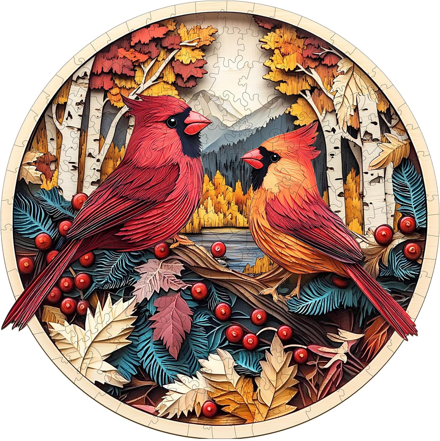 Wooden Puzzles for Adults Colorful Cardinal Puzzle