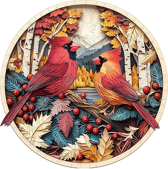 Wooden Puzzles for Adults Colorful Cardinal Puzzle