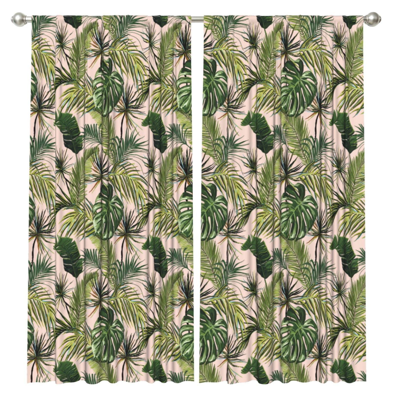 InOmak Botanical Abstract Design With Moon Cloud Plant, 2 Panels Window Curtains 52 x 84 Inch Blackout Curtains for Living Room Bedroom