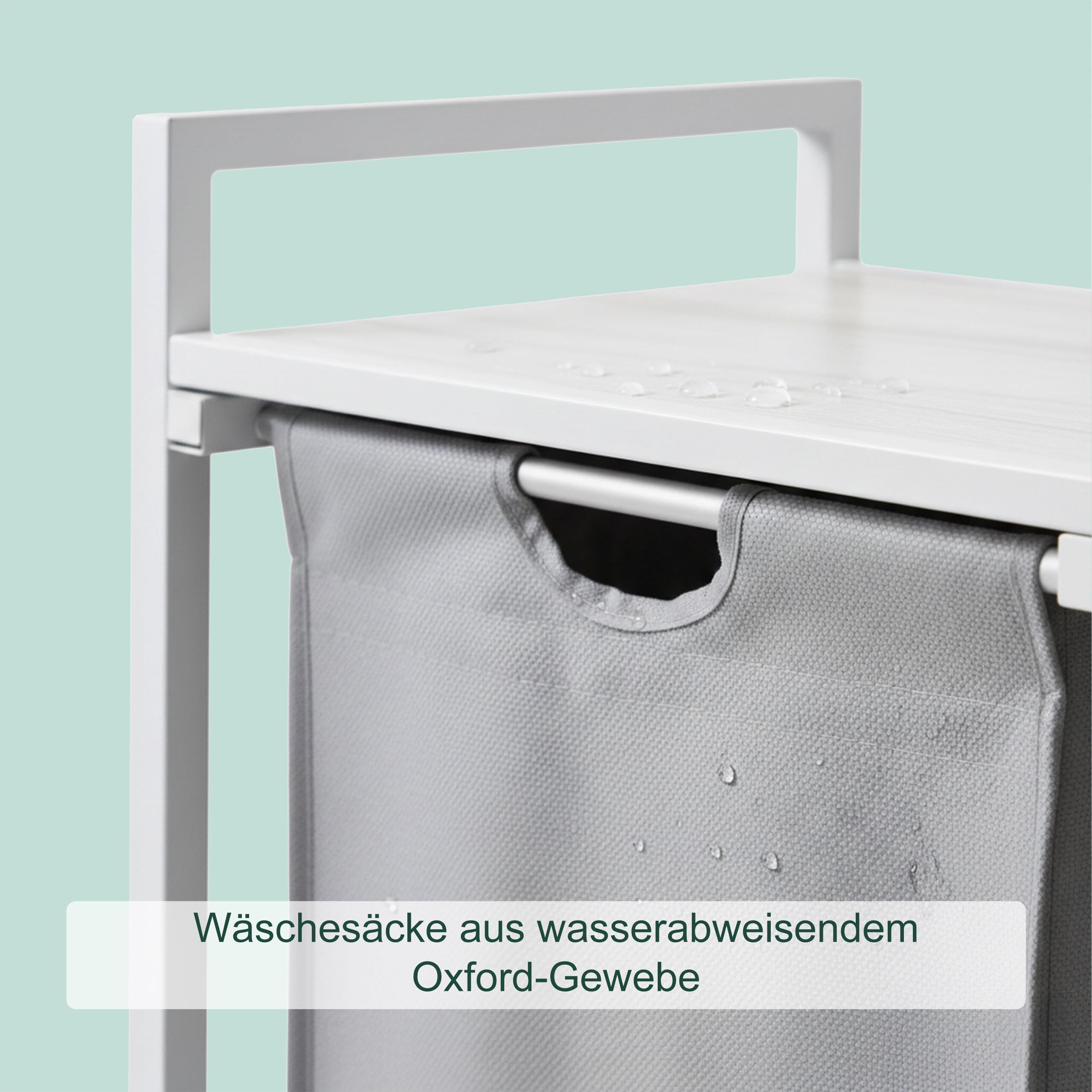 Relaxdays Wäschesammler mit 3 Wäschesäcke, 150 L, Holzoptik Ablage, HBT: 73,5 x 109,5 x 33 cm, Wäschekorb, grau/weiß