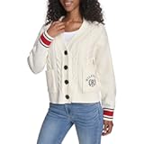 Womens Boxy Varsity Cable Cardigan