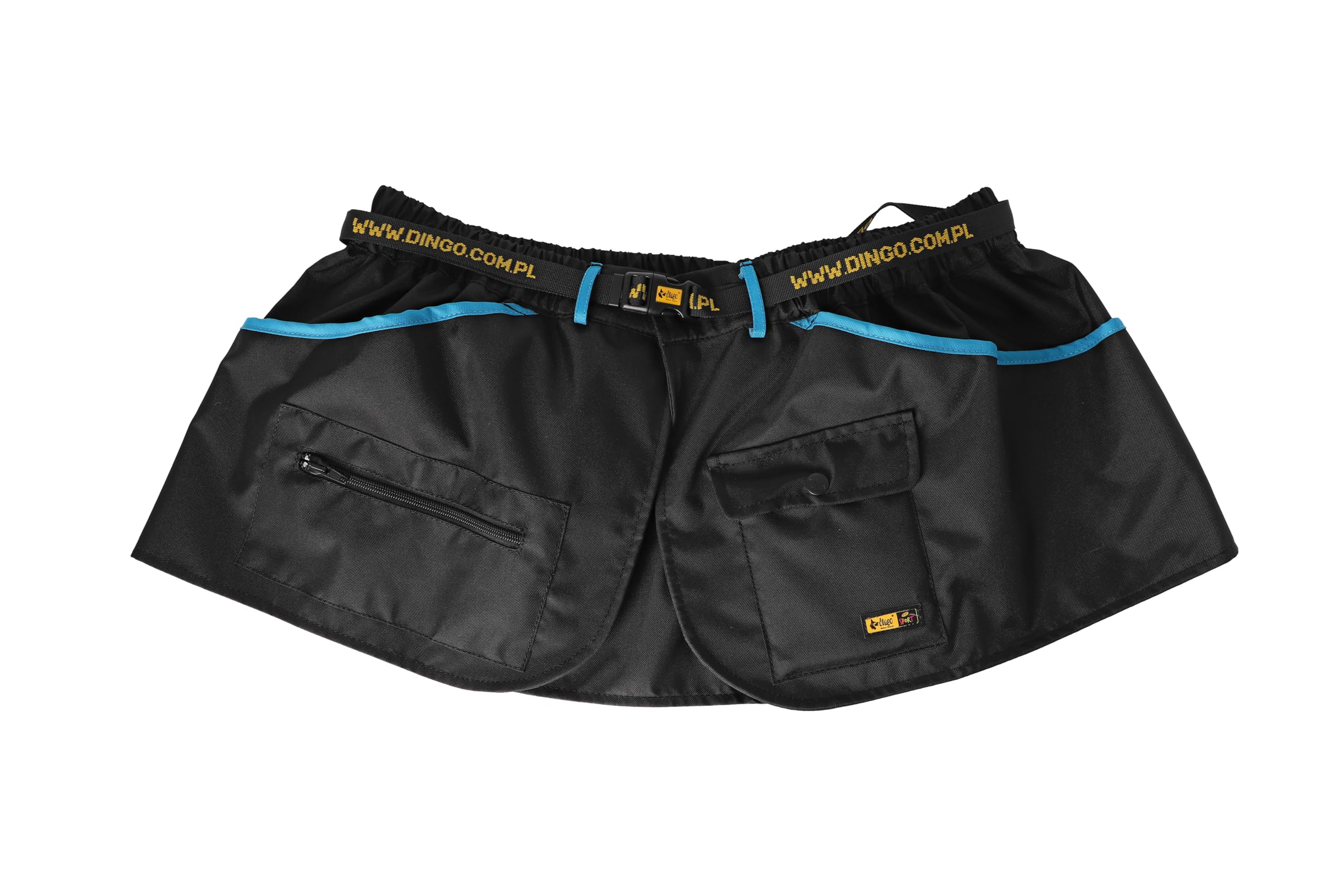 Dingo Waldemar Rutkowski Dog Trainer Belt with Four Practical Pockets, Adjustable Waist Strap, Waterproof, Black with Blue Trim – Size M (16476)