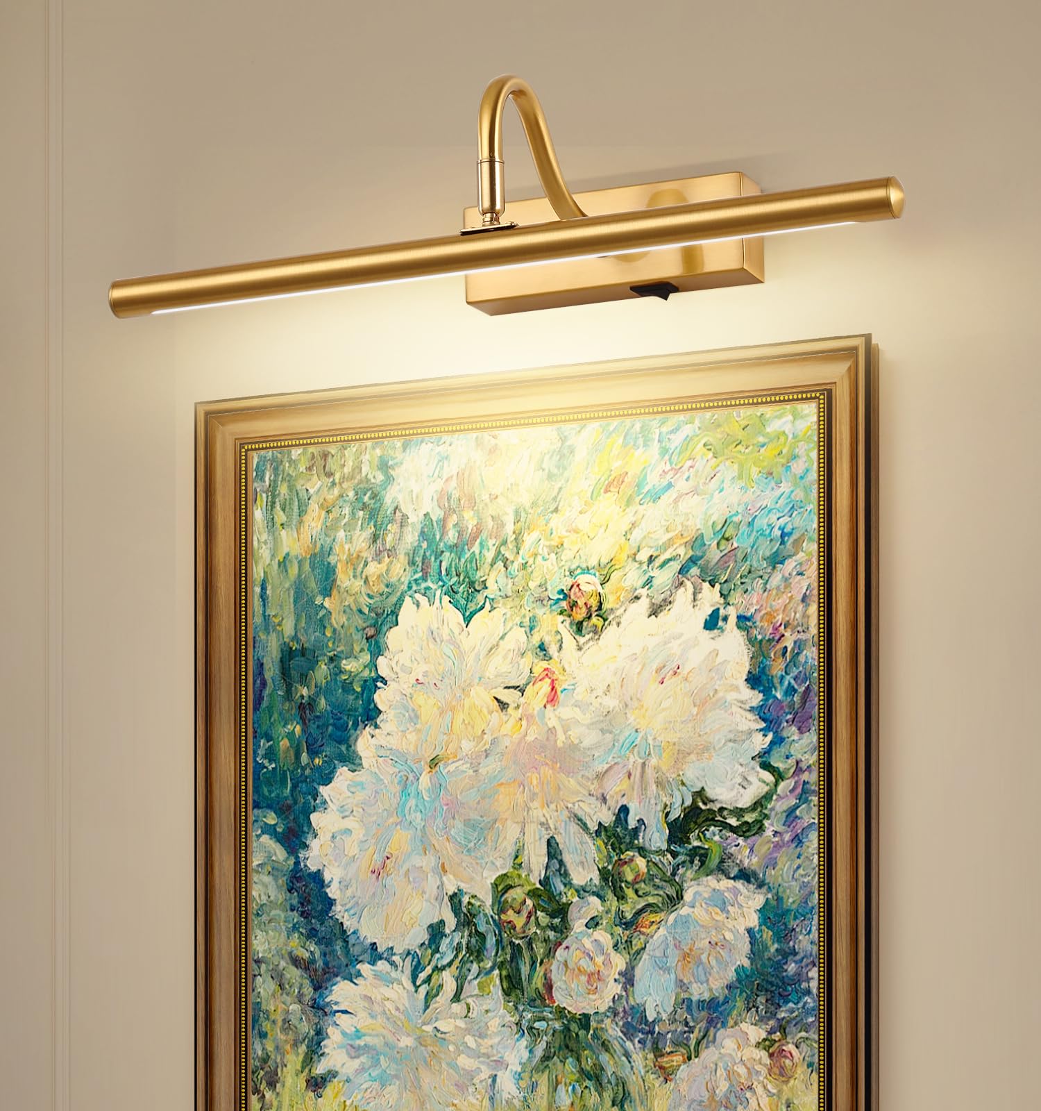 MKBNG Picture Light,5000mAh Picture Lights for Wall with Remote,15.75 inch Art Light for Paintings, Gallery Lighting for Photo,Mirror,Artwork Frame,Portrait(Gold)