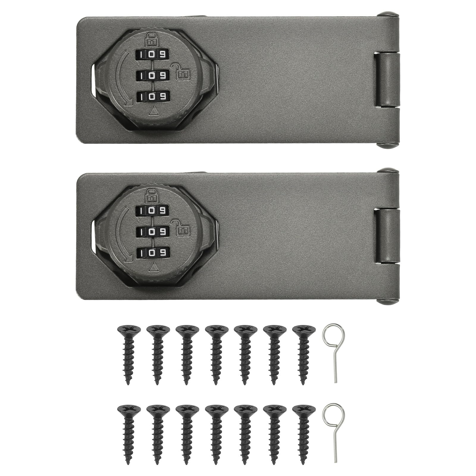 PATIKIL Cabinet Password Hasp Lock (110mm, Gray) (2 Pcs), 3-Digit Security Combination Latch Lock Keyless Hasp Latch, Suit for- Closet/Cupboard/Drawer/Barn/Garden