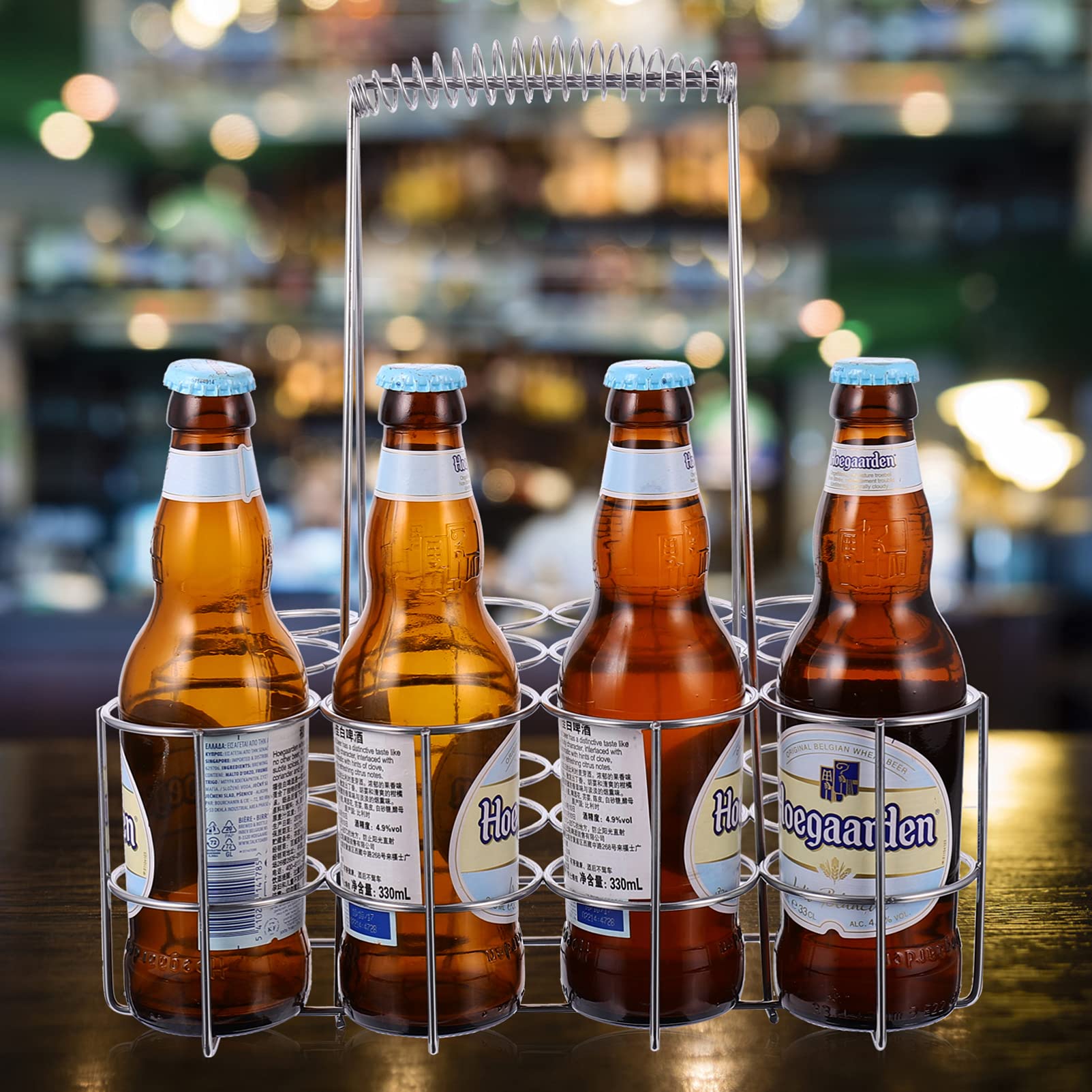 Birra e bottiglia da vino con porta bottiglia di calcio per bottiglia portatile porta -porta e griglia di birra per camminare in lega di metallo e porta bottiglia di vino