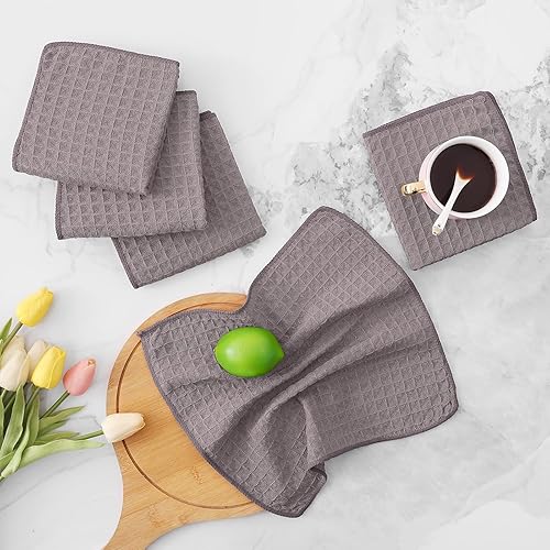 Miniatura 81 de Homaxy Trapos de cocina de microfibra con tejido de gofre, 12 x 12 pulgadas, ultra absorbentes y de color sólido, paños de cocina de secado rápido