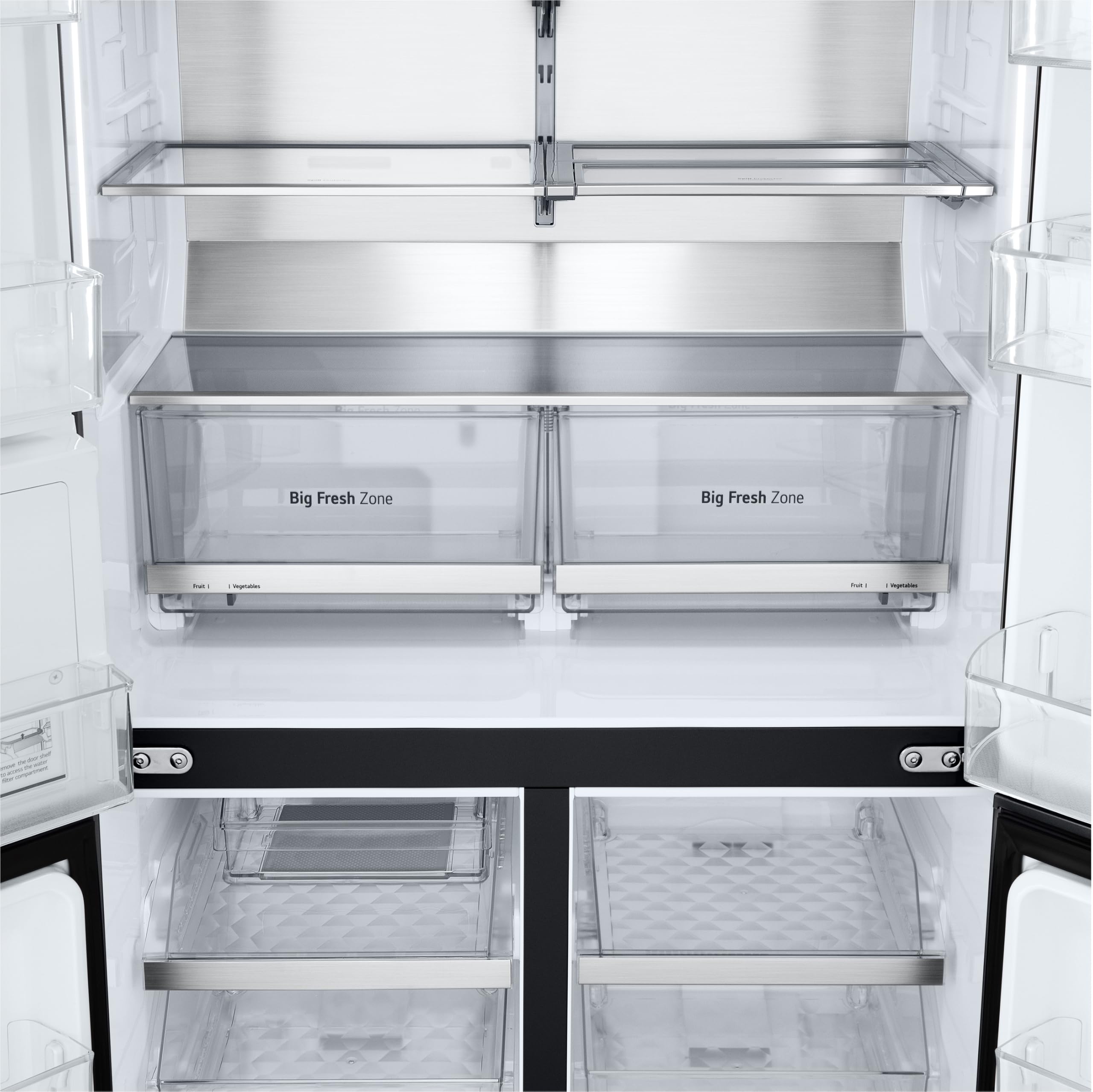 LG GMG960EVEE Multi-Door Kühlschrank mit Gefrierfach (638 L, Energieklasse E) mit InstaView und Craft Ice, Eis- und Wasserspender, Total No Frost, Silber