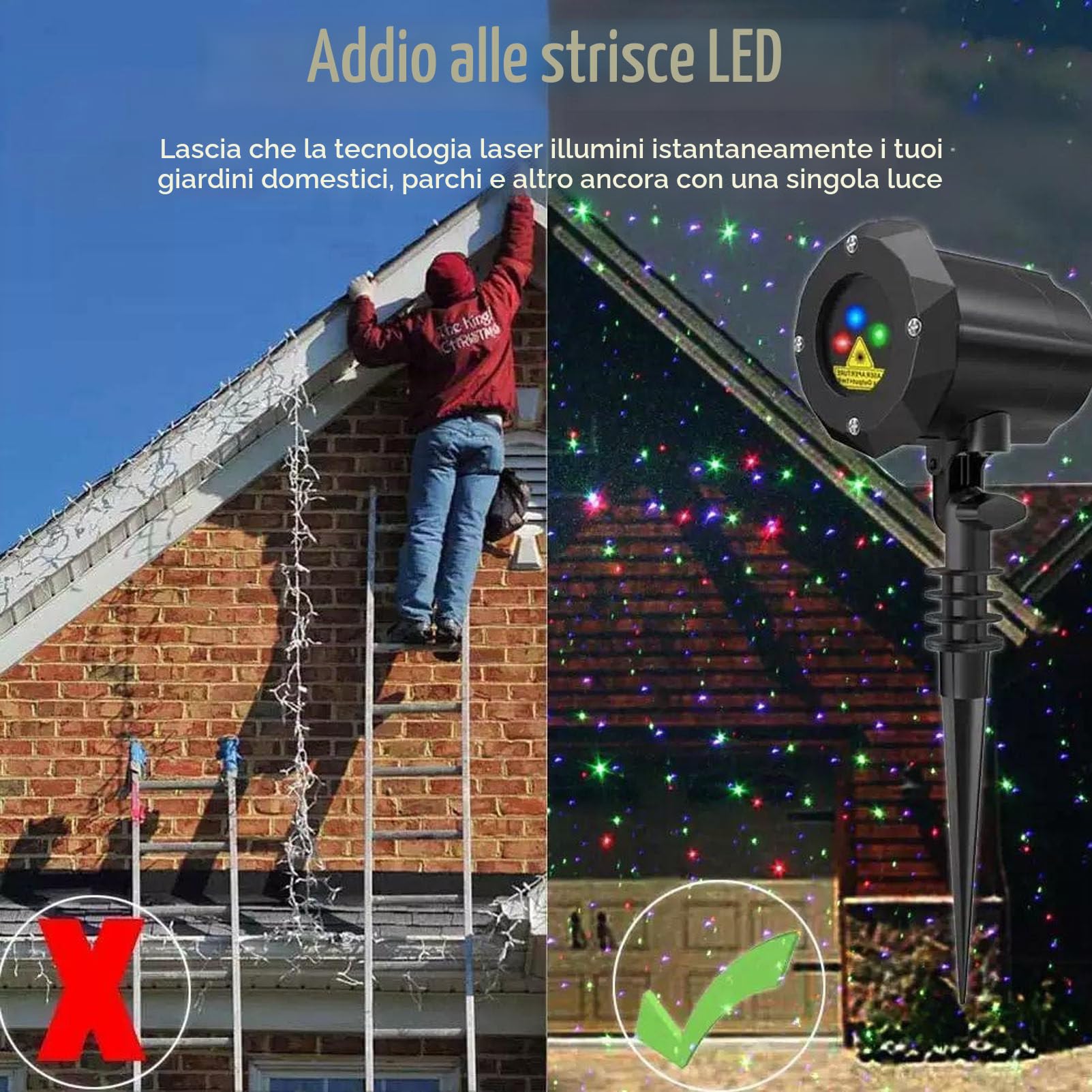 Faro Proiettore di Luci Laser da Esterno, Proiettore di Luce da Giardino, con Telecomando, per Matrimoni Festa di Natale.