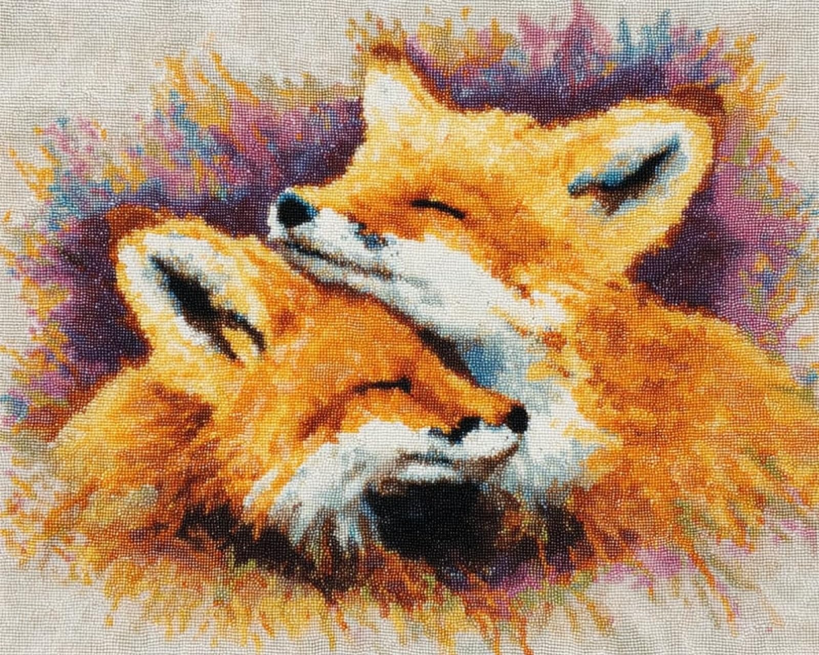 Wallphantom Latch Hook Kits for Adults Beginners Rug,A Family of Foxes,Latch Hook Craft Kits Carpet Crochet Kits DIY Rug Making Needlework for Home Decoration,80x115cm