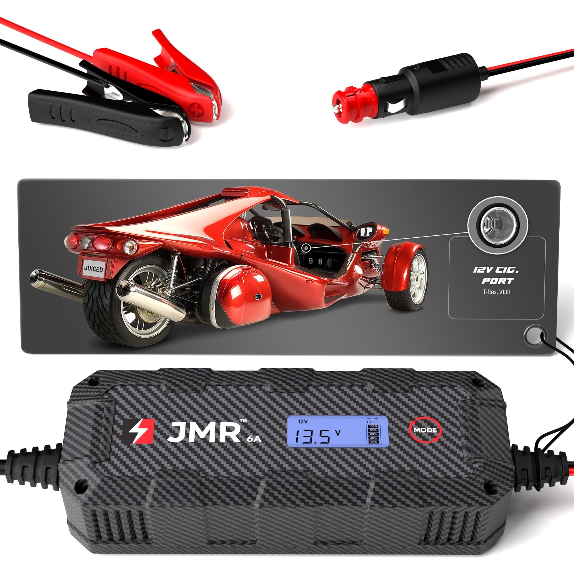 JMR Battery Charger for Campagna T-Rex V13R All Models Trickle Charger Conditioner Maintainer (Add Lithium Mode)