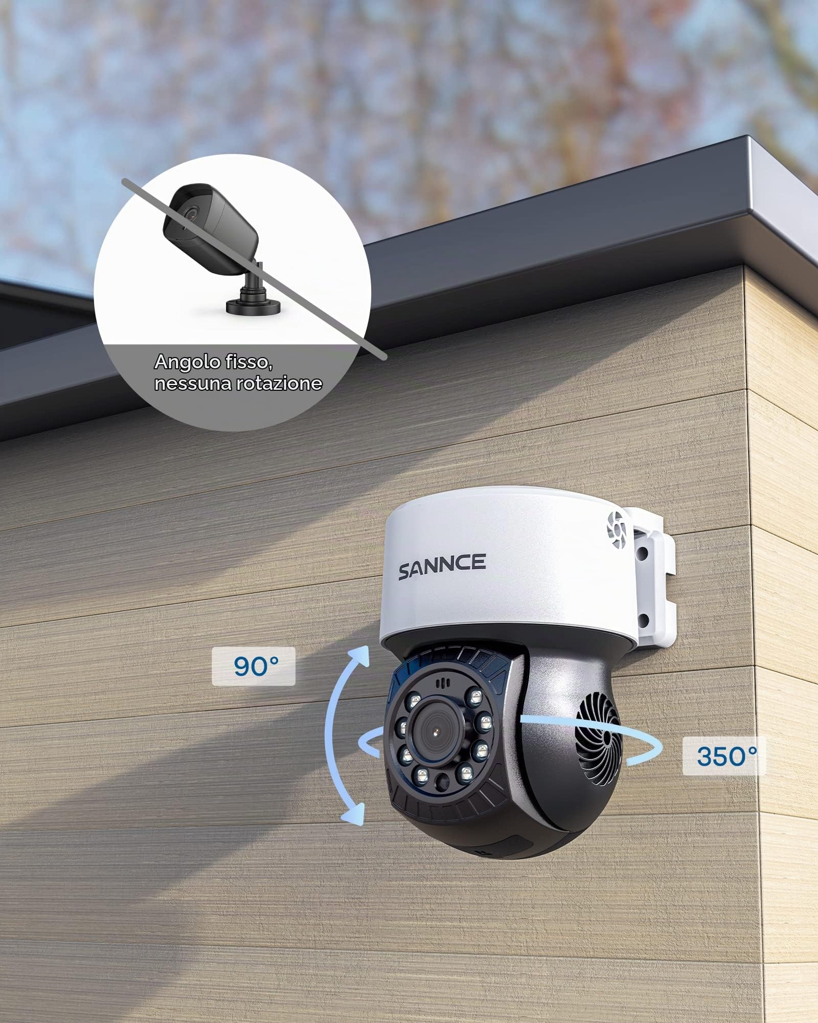 SANNCE PTZ Telecamera di Sorveglianza Esterna 1080P Analogica AHD Visione Notturna 30M, Rilevamento del Movimento,Pan 350°/Tilt 90° 2MP Telecamera ,Compatibile o Altro DVR di Controllo Coassiale