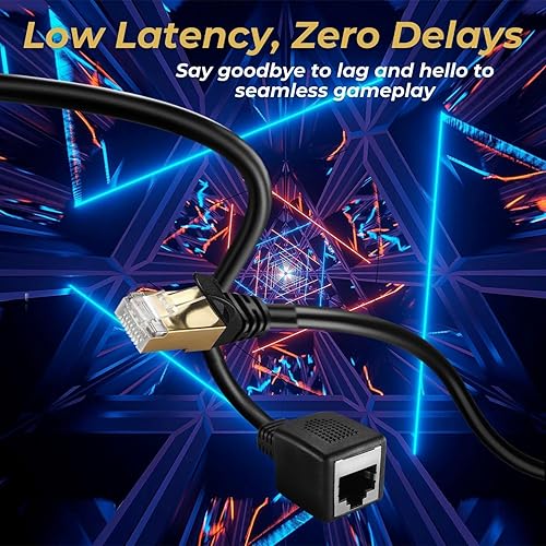 Miniatura 3 de TNP - Extensor de cable Ethernet (10 pies), Cat6, Cat5e, Cat5, RJ45, hembra a macho, acoplador de cableado de red, conector de unión, cable de