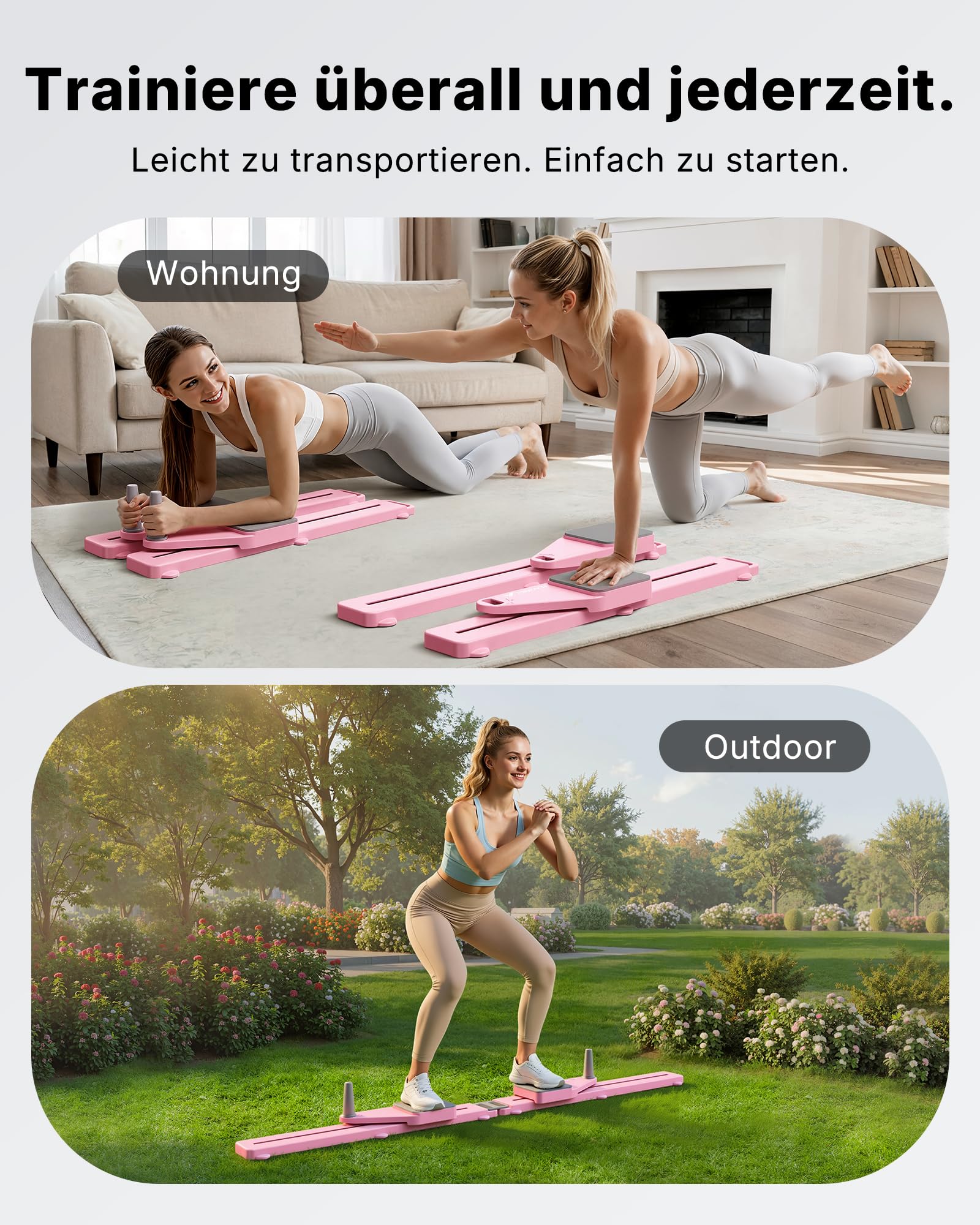 MERACH Reformer für Pilates– Pilates Board Multifunktions Bauchtrainer Brett 120KG Klappbar, Pilates Reformer für Rumpf, Bauch, Arme & Beine, FitnessgeräTe für Zuhause Leise