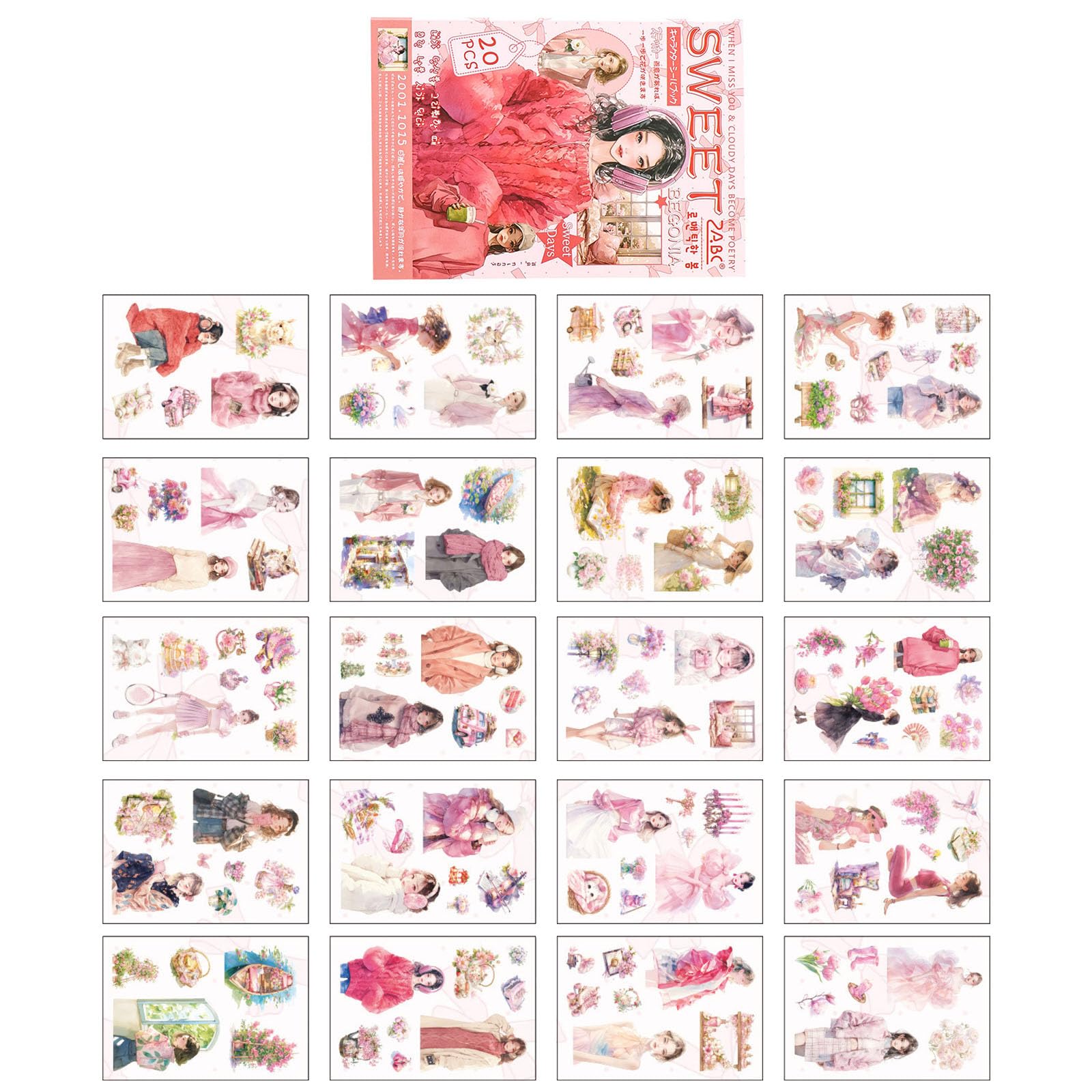ordinarYone Flower Girl Die Cut Sticker Waterproof PET Sticker For Journal Notebook Phone Case Laptop Scrapbooking Album Decoration