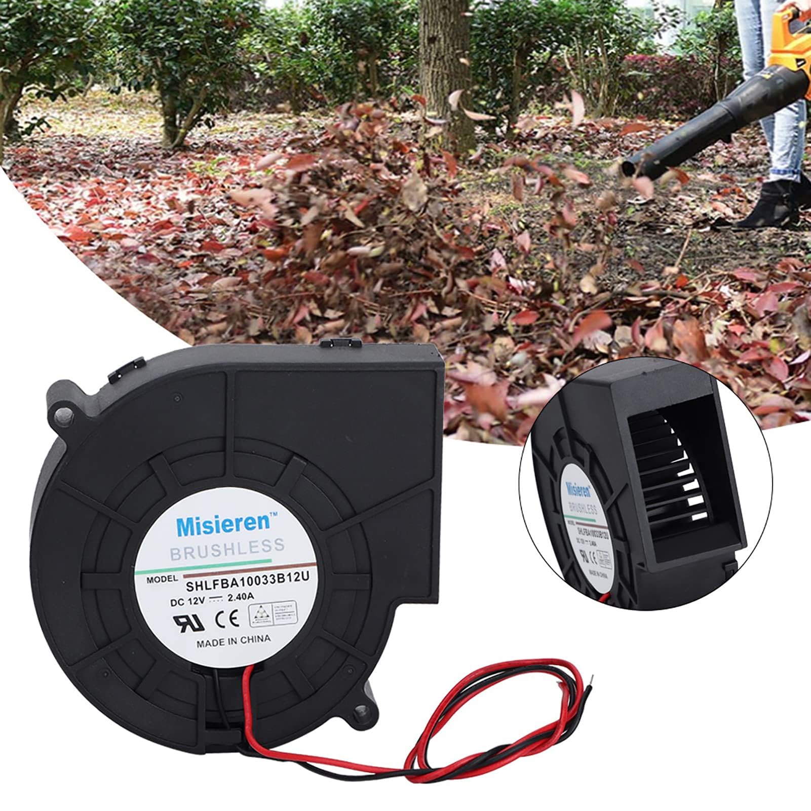 Atyhao Dmuchawa powietrza, podwójna turbina kulkowa, wentylator na piknik, kemping, ogrzewanie grilla, 12 V, 2,4 A