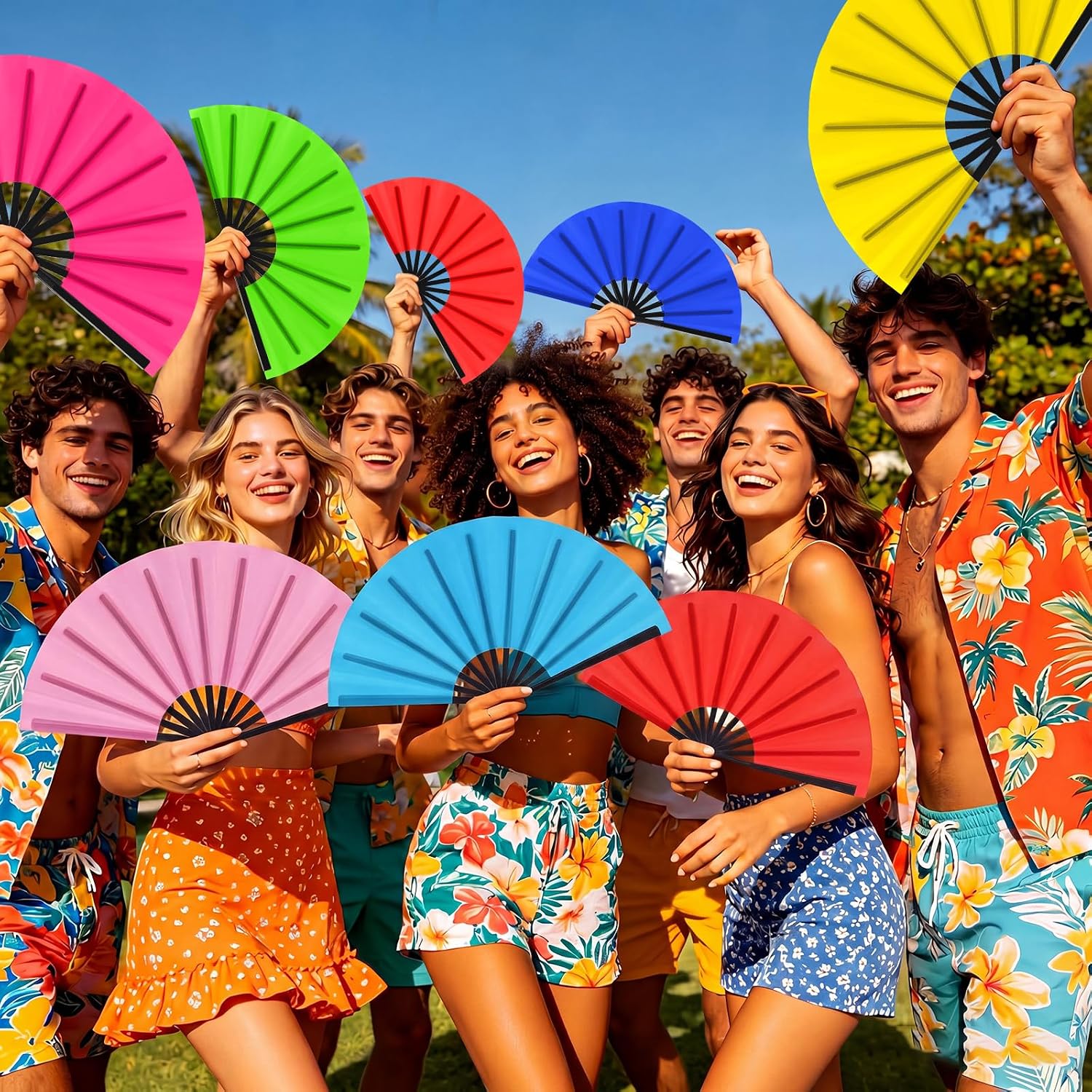 Blulu Large Folding Fans for Line Dancing 13 Inch Dance Rave Clack Fans for Line Dancing for Women Men(Classic Color,200 Pcs)