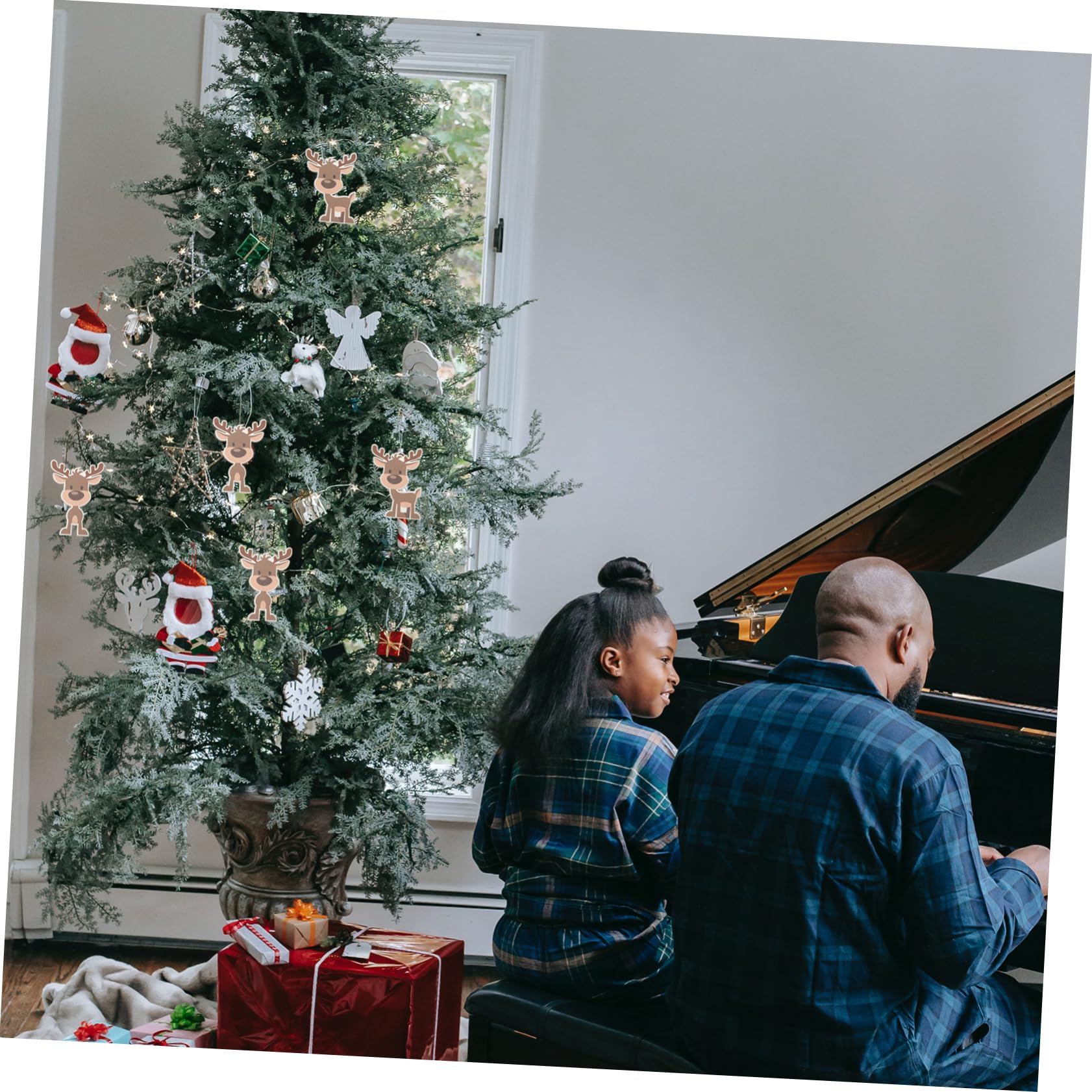 Zerodeko 7 Sätze Elch Charme Weihnachtsanhänger Weihnachtsdekoration Weihnachtsbaum Zum Aufhängen Tannenbaum Aufhänger Weihnachtliche Hängende Dekore Elch Anhänger Holz 10 Stück * 7