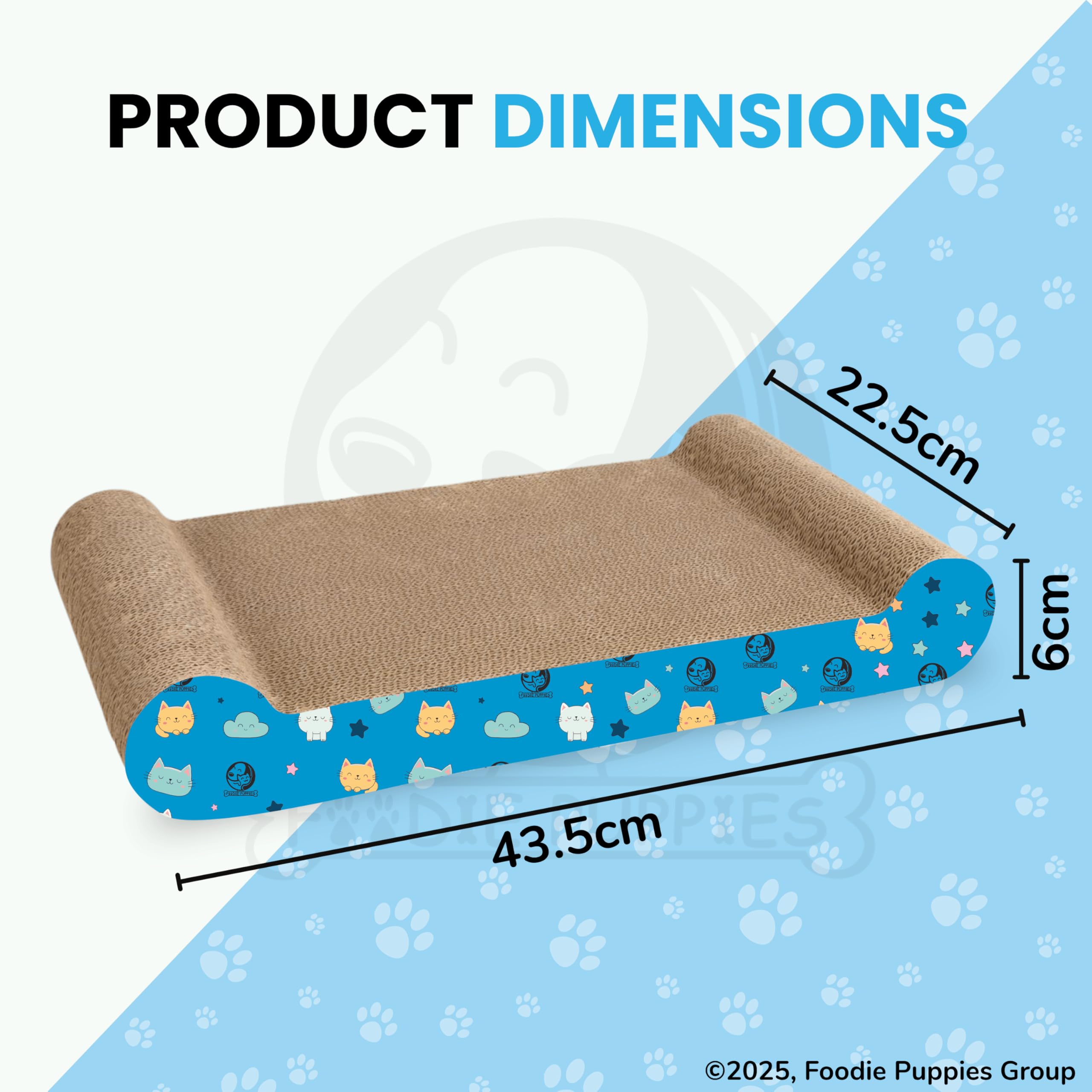 Foodie Puppies 2-in-1 Reversible Cat Scratcher Pad with Catnip for Cats & Kittens, (Couch, 43.5 x 23 x 6 cm) | Durable Corrugated Cardboard Cat Scratching Pad for Furniture Protection, Play & Rest