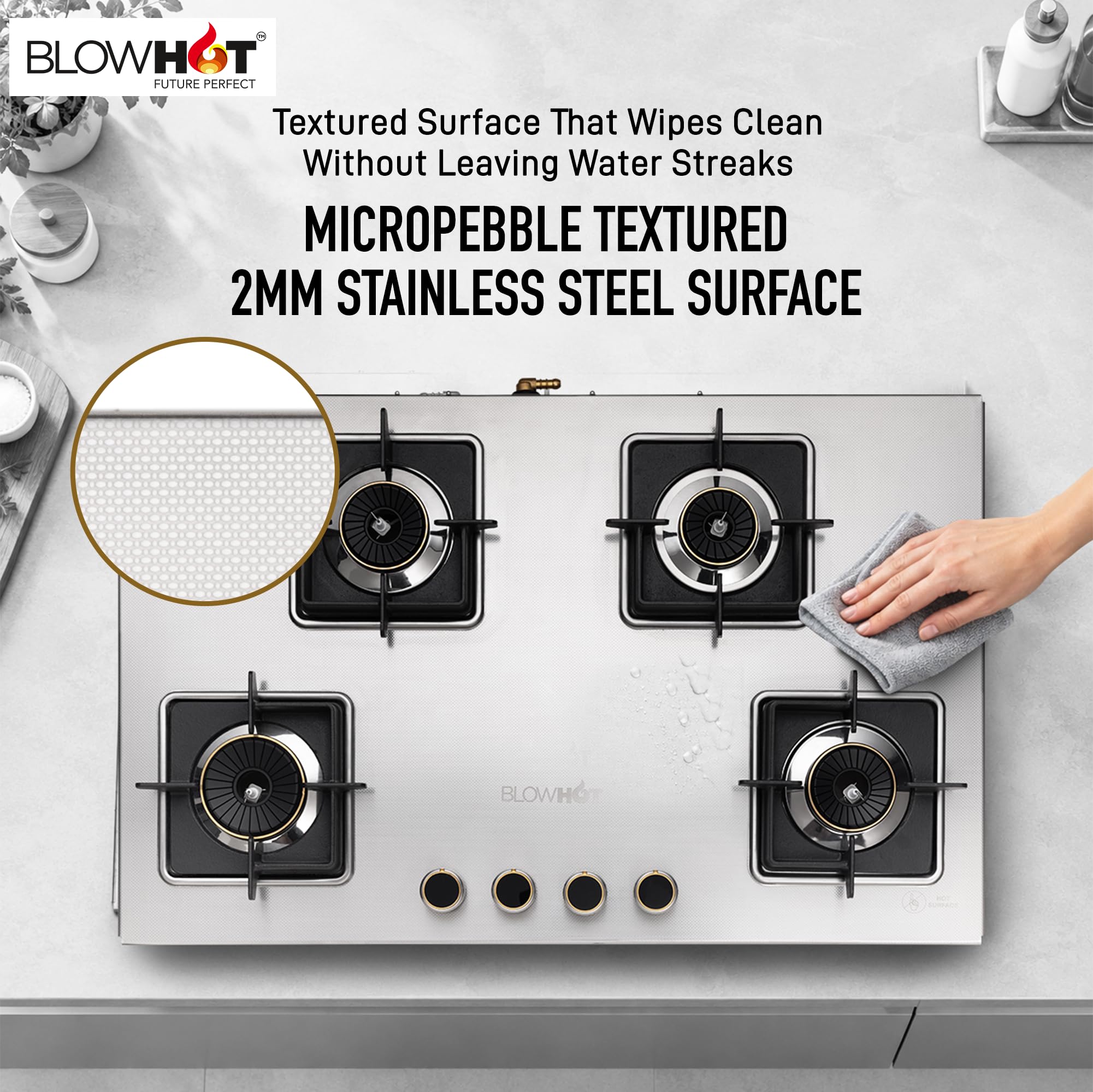 BLOWHOT Garnet Gas Stove - Auto Ignition & Durable Surface -3