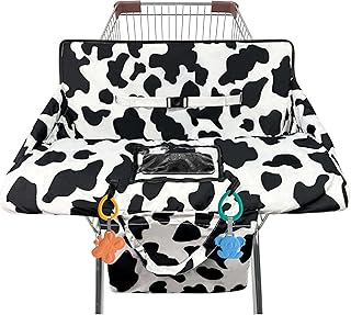 Shopping Cart Cover for Baby,2-in-1 High Chair Cover Soft,Portable, and Machine Washable,Comfortable Cotton Seat Pad with Safety Harness and Portable Cloth Bag,Fits All Supermarkets and Restaurants
