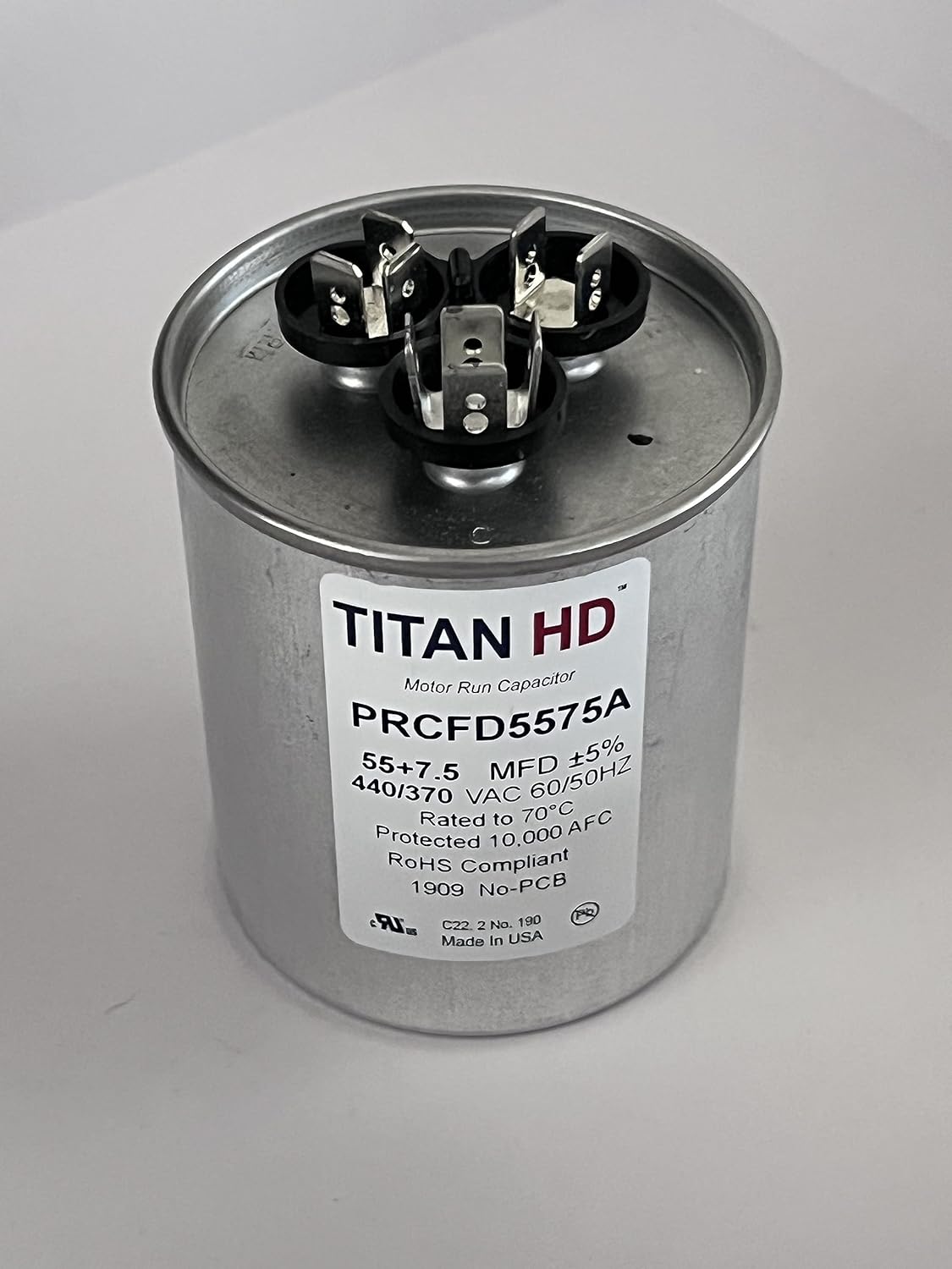 Packard Titan Hd 55+7.5Mfd, 440/370V, Round Prcfd5575A