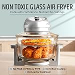 Granitestone 16Qt Extra Large Glass Air Fryer Non Toxic – Family Sized 4 in 1 Cooker with 3 Cooking Sections, Stainless Steel Racks for Fries, Chicken, No Preheat, Self Cleaning, Dishwasher Safe