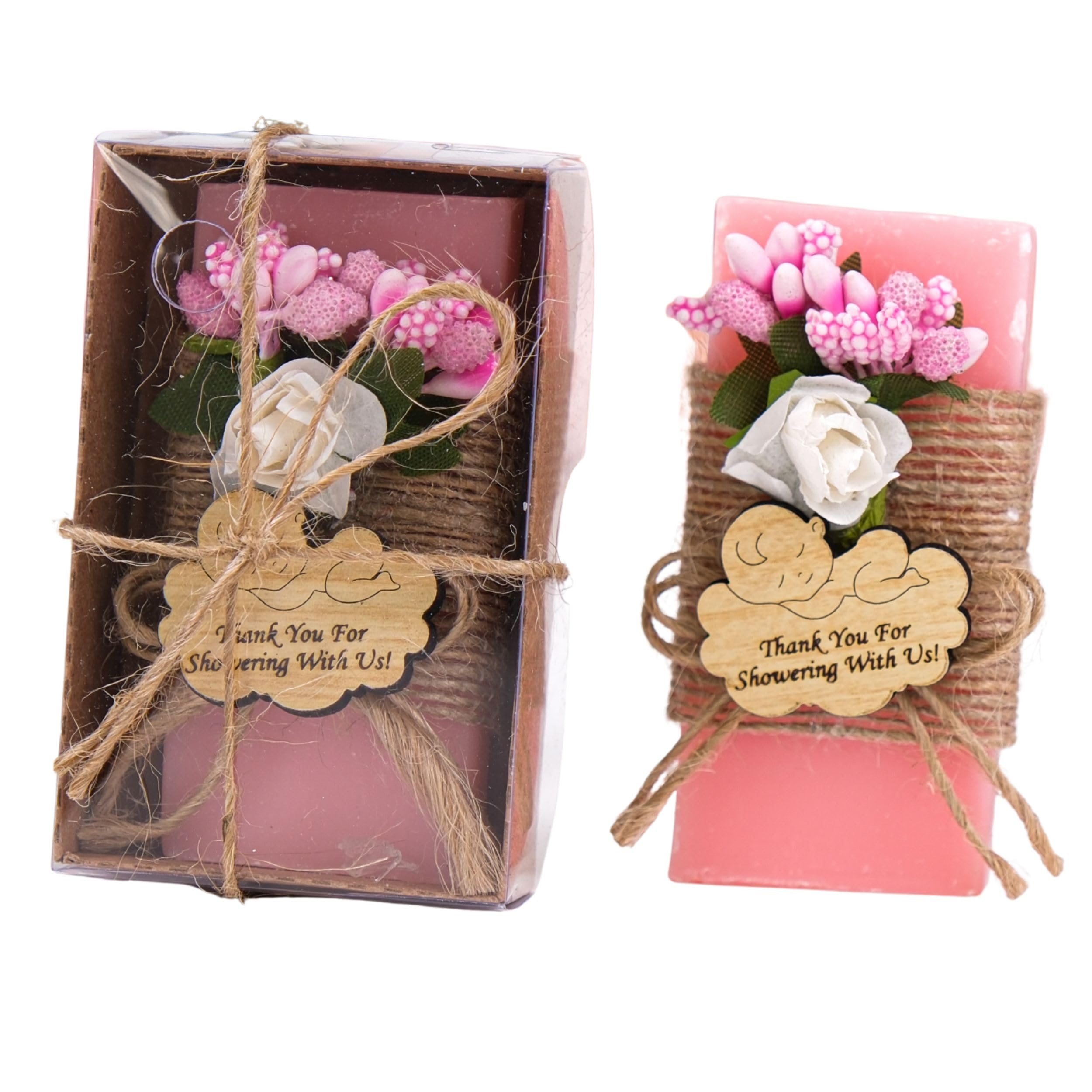 HTF Pack of 5 Personalized Baby Shower Decorations, Handmade Rose Scented Mini Soap Favors, Baby Shower Gifts, Girl Baby Shower Favors (Baby Shower, Pink)