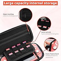 Vista 2 de HYPERCASE Carrying Case for Nintendo Switch Lite, Pink Protective Hard Portable Travel Pouch Case for Switch Accessories with 8 Game Cartridges, TPU