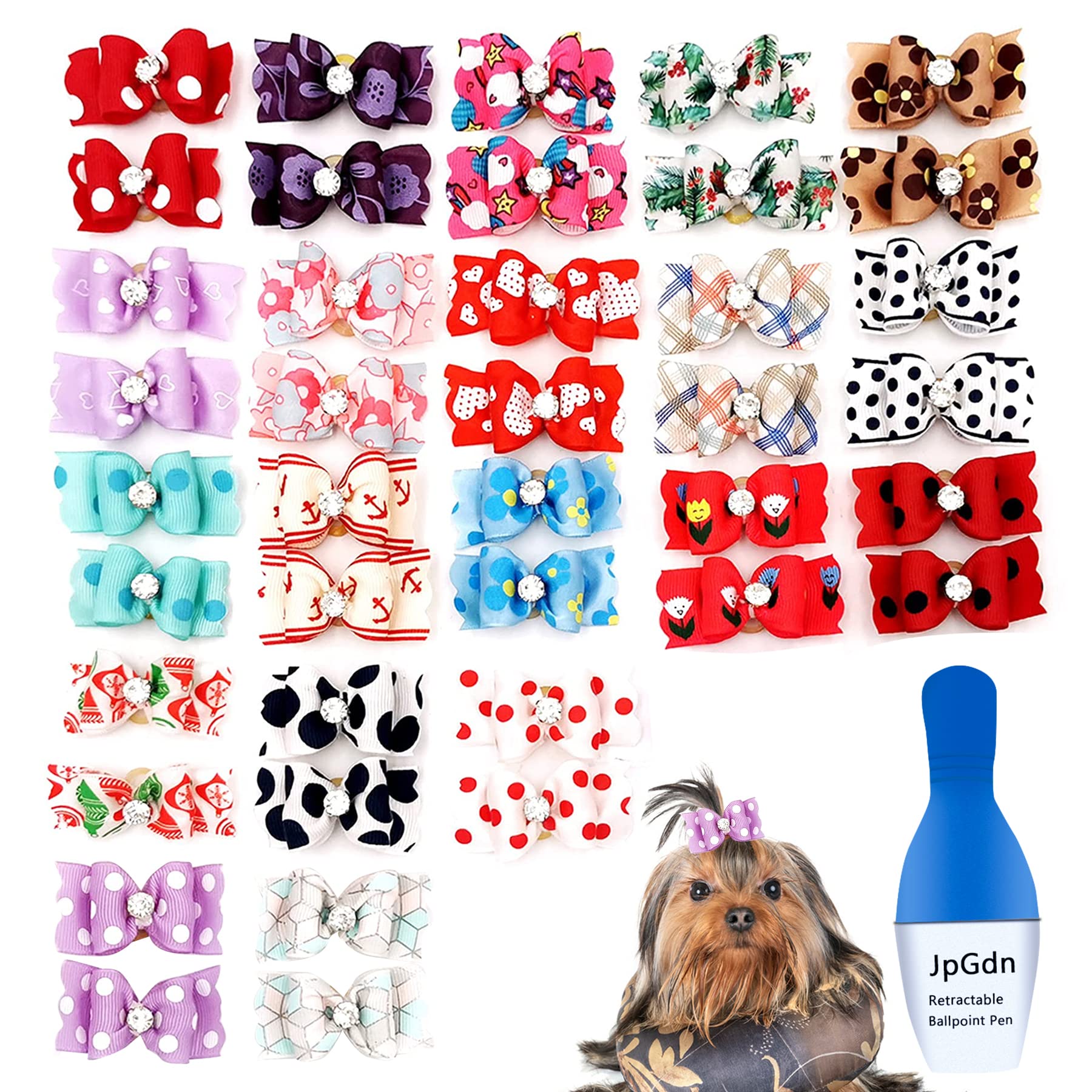 Crowye 400 Stück Hundeschleifen Set – Niedliche Haarschleifen Mit Gummiband Für Kleine Hunde & Katzen