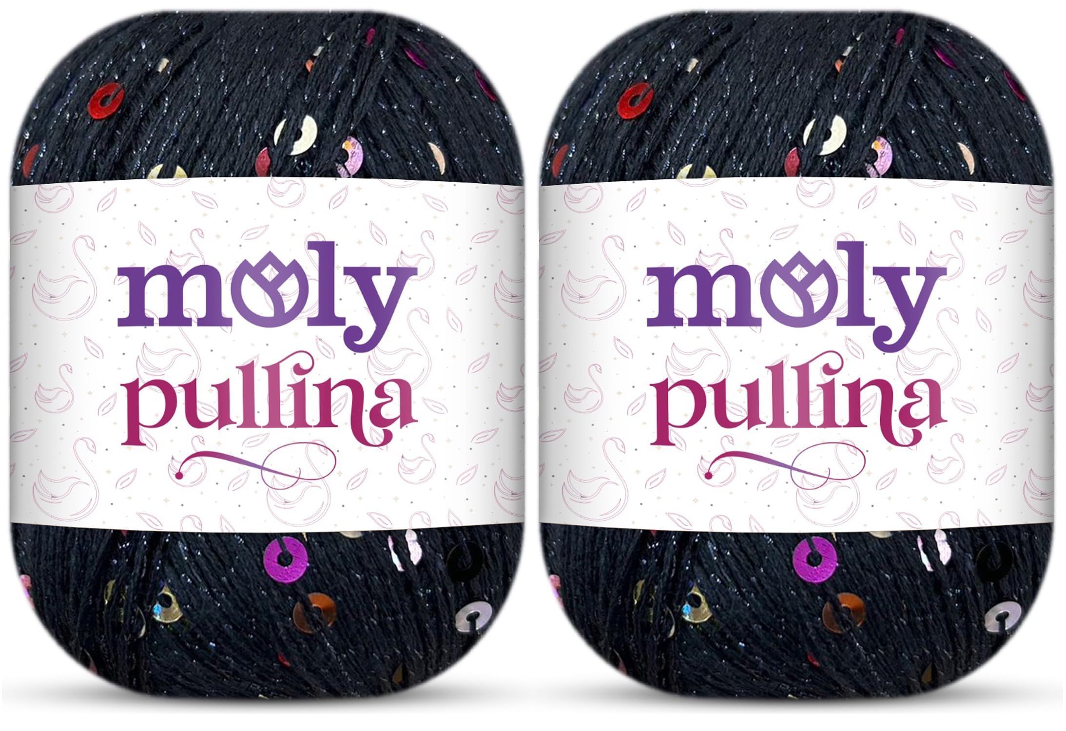 Moly Yarn Pullina Sequin Yarn | 2 x 50g | Complementary Glitter Thread for Knitting & Crochet (5 Navy)